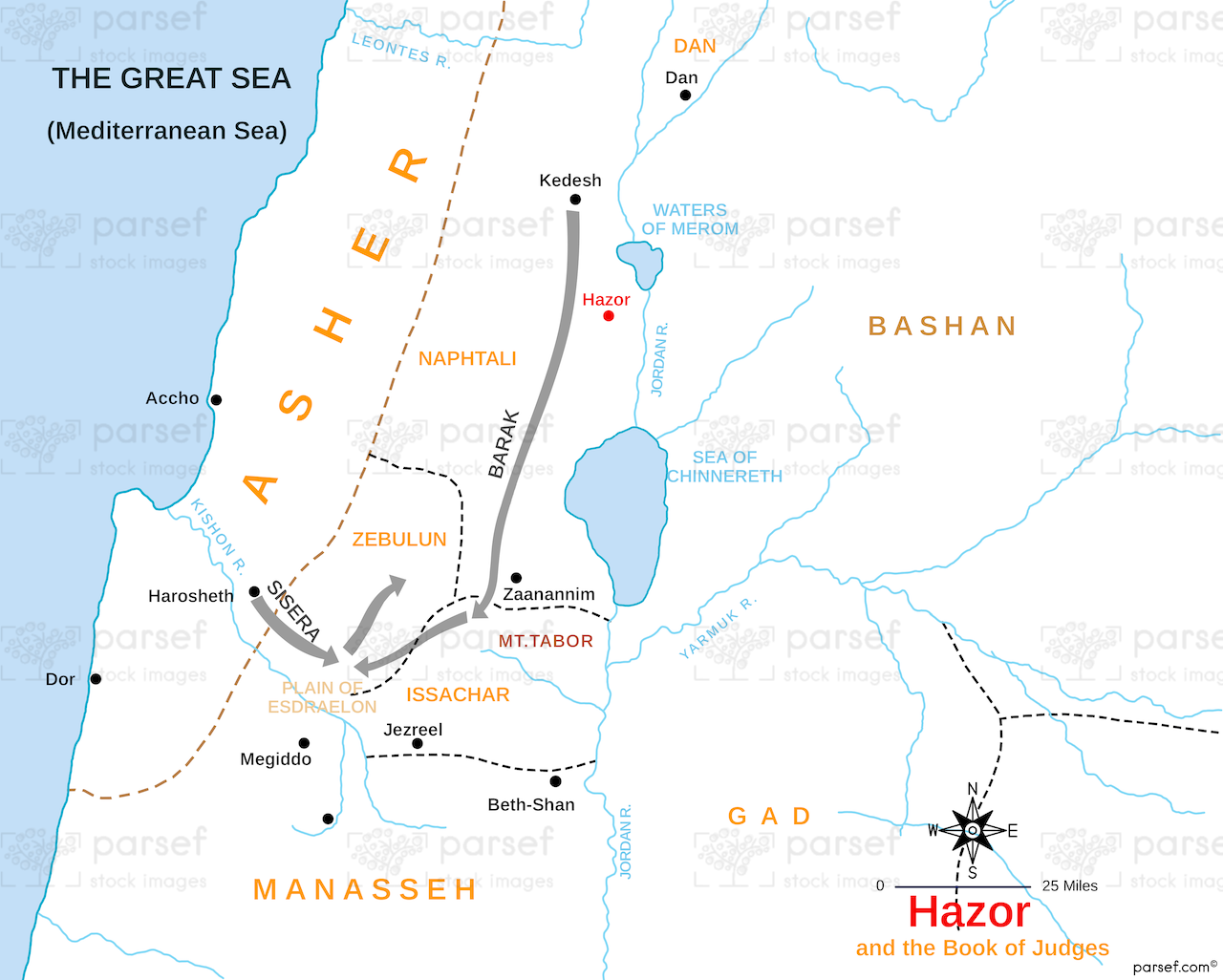 Hazor in the Book of Judges Map bible map