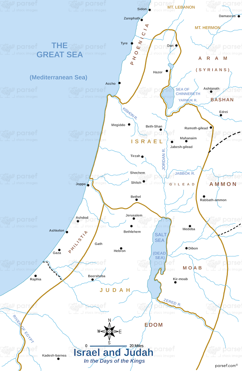 Israel and Judah in the Days of the Kings bible map