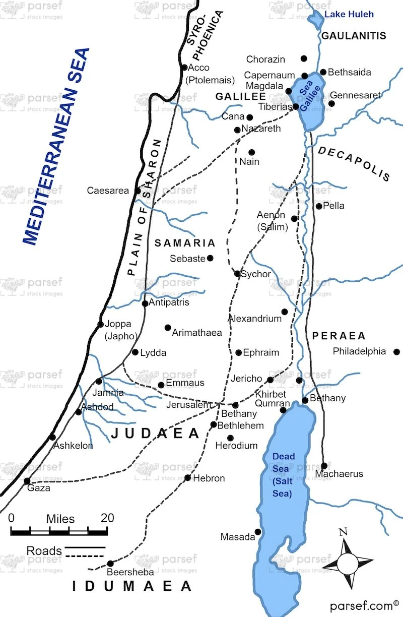 Palestine in New Testament Times 300dpi Map | Kid's Bible History Maps