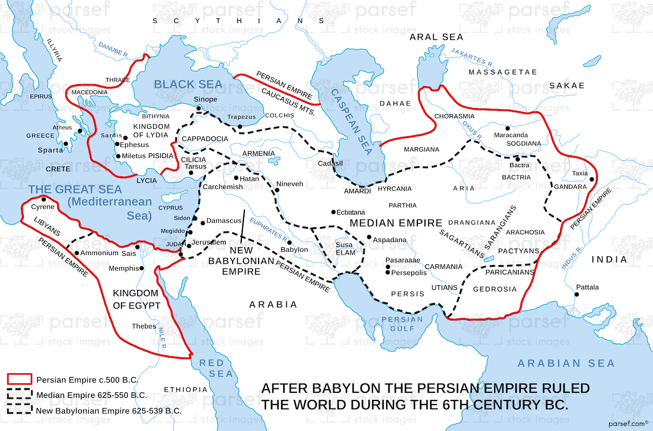 Ezra Persian Empire Sixth Century Bc Map | Kid's Bible History Maps