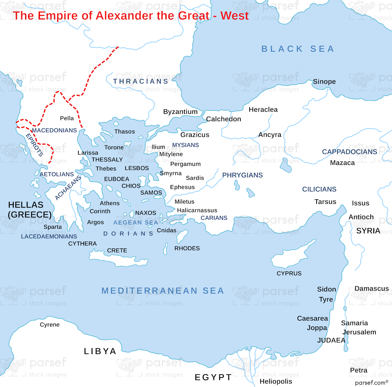Alexander the Great’s Empire on the West Map bible map